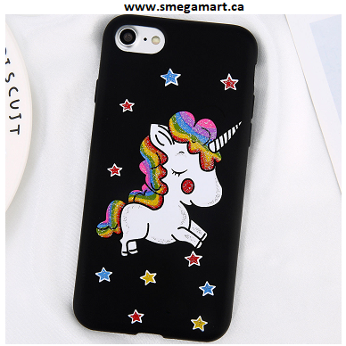 Buy iPhone 7+ Black Soft Cell Phone Case - Unicorn Design