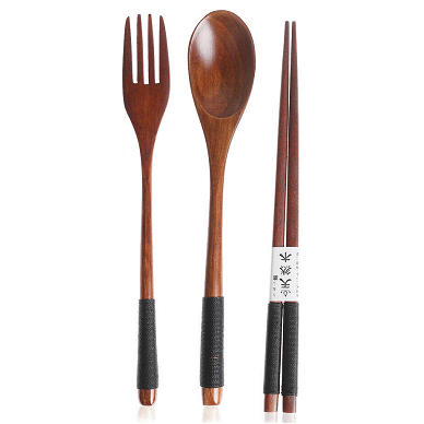 Buy Japanese Wooden Utensils Set - Black Online