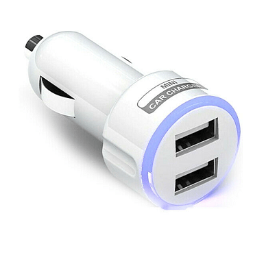 Buy 2 Port USB Car Charger - White Online
