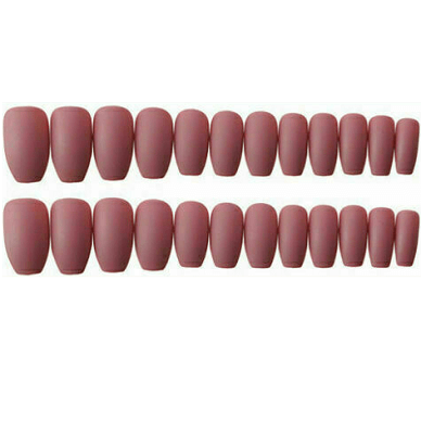 Press On Manicure / False Nails - Dark Pink - 24 Pcs