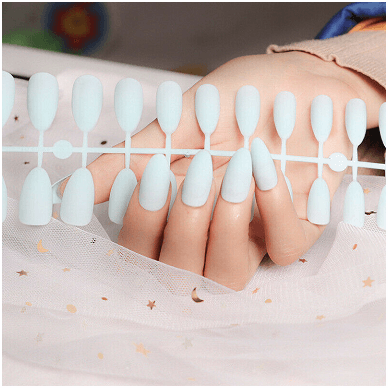 Matte Press On Manicure / Stiletto Nails - Powder Blue - 24 Pcs