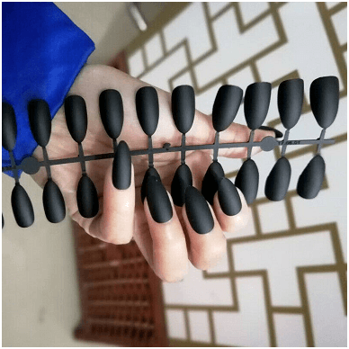 Buy Matte Press On Manicure / Stiletto Nails - Black - 24 Pcs Online