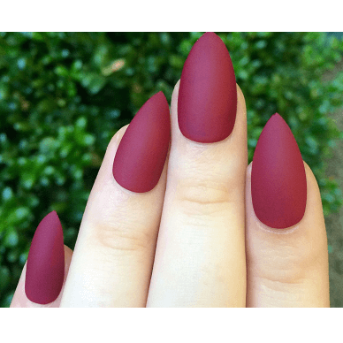 Matte Press On Manicure / Stiletto Nails - Maroon - 24 Pcs