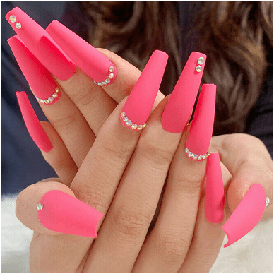 Buy Glam Press On Manicure Stiletto Nails With Rhinestones Online