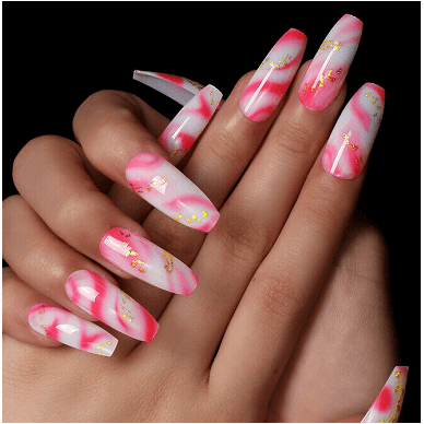 Press On Manicure Stiletto Nails With Glitter