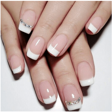 Buy Glam Press On French Manicure Nails With Rhinestones Online