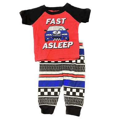 Baby Fast Asleep Racecar Short-Sleeve Pajamas