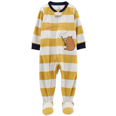 Buy Unisex Baby Yellow Fleece Fishing Bear Footed One-Piece Pajamas Online