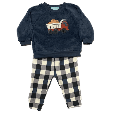 Buy Baby Boys Blue Sweater & Plaid Pants Set Online