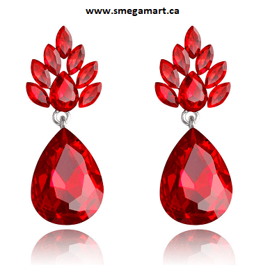 Buy Rosa - Red Glass Teardrop Earrings Online