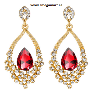Buy Scarlett - Red Glass Rhinestone Earrings Online