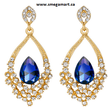 Buy Bella - Blue Glass Rhinestone Earrings Online