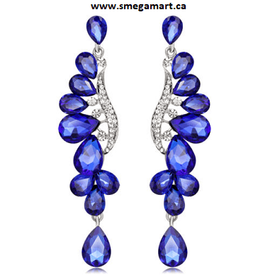 Buy Lyla - Blue Glass Rhinestone Earrings Online