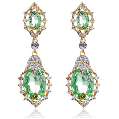 Buy Daisy - Green Glass Rhinestone Earrings Online