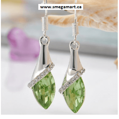 Buy Amy - Green Rhinestone Earrings Online