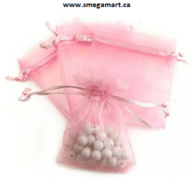 Buy Light Pink Organza Drawstring Bags - Medium Online