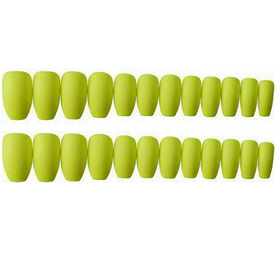 Buy Press On Manicure / False Nails - Neon Yellow - 24 Pcs Online