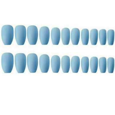 Buy Press On Manicure / False Nails - Blue - 24 Pcs Online