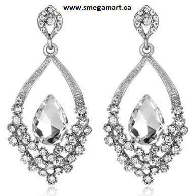 Buy Serena - Silver Glass Rhinestone Earrings Online