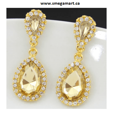 Buy Lily - Champagne Glass Rhinestone Earrings Online