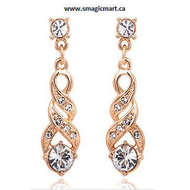 Buy Clara - Rose Gold Rhinestone Earrings Online