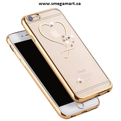 Buy iPhone 7+/8+ Rhinestone Heart Case - Golden Online