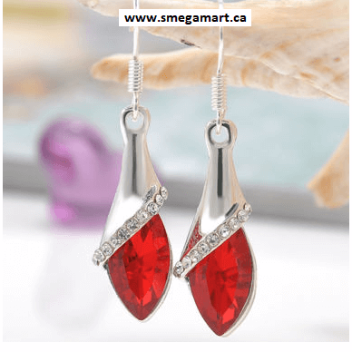 Buy Noel - Red Rhinestone Earrings Online